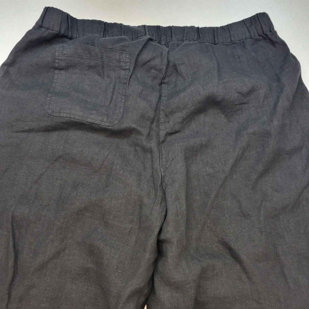 Quince Linen Pants Womens XL Black Relaxed Straight Leg 100% European Linen